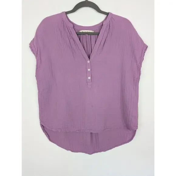 Xirena Top Gauzy Blouse Henley Boho Spring Summer Lightweight Purple Size XS - Picture 2 of 11